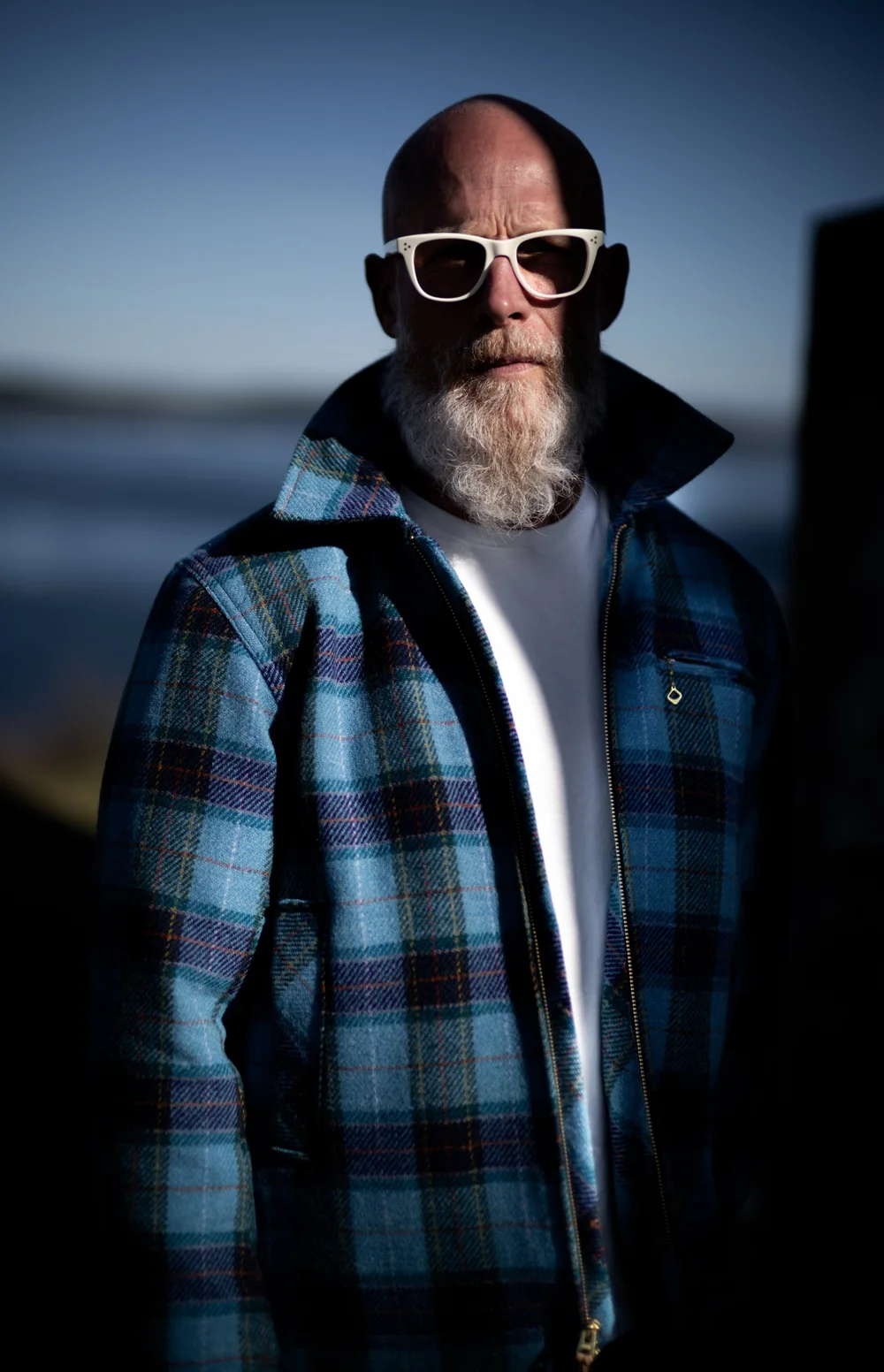 Harris Tweed Psychedelic Blue Tartan Jacket | Black Bear Brand